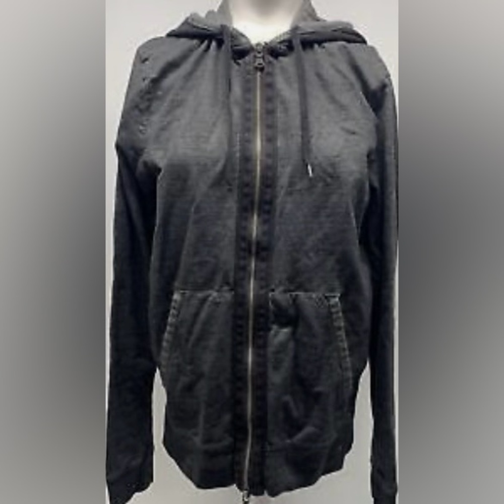 John Varvatos Gray Zip-Up Hoodie. Large